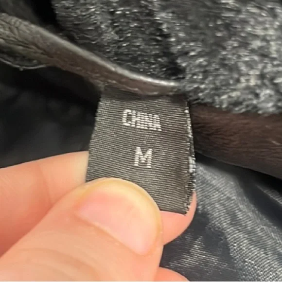 Vintage Leather Jacket Faux Fur Trim Black M Overcoat - Picture 9 of 9